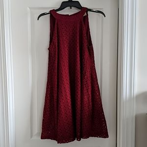 Burgandy lace patterned halter dress